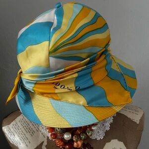 Adolfo Paris- New York sun hat with attached scarf